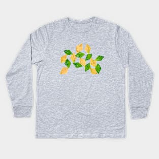 Watercolor green and tan connected diamond shapes Kids Long Sleeve T-Shirt